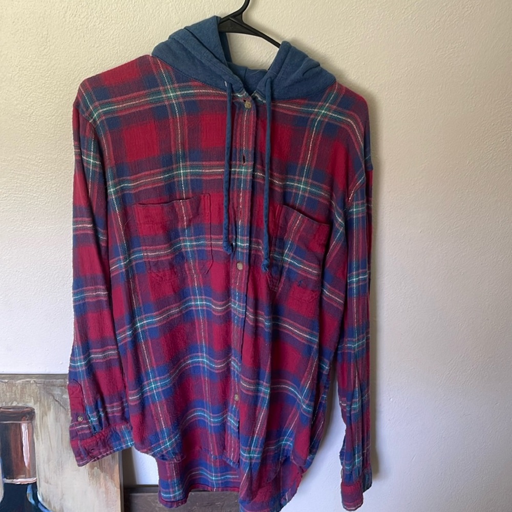 Hooded long sleeve flannel